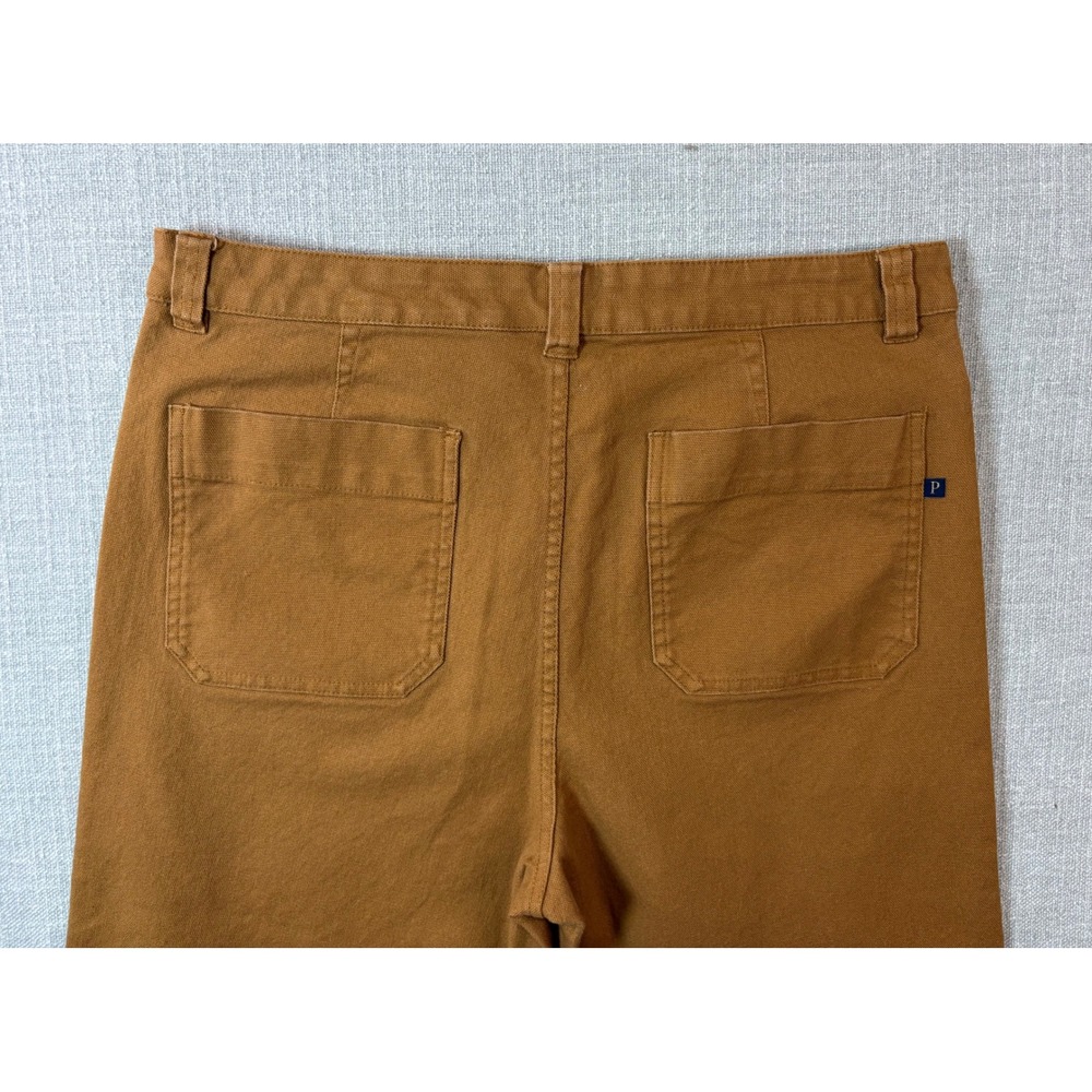 Pendleton Womens Size 12 Ochre Brown Canvas Wide‎ Leg Crop Pants Stretch Cotton - Picture 10 of 10
